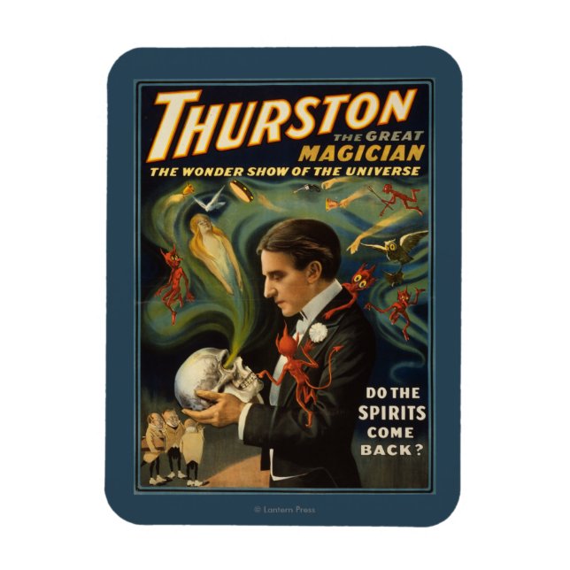 Thurston the Underbar Magician Holding Skull Magic Magnet (Vertikal)