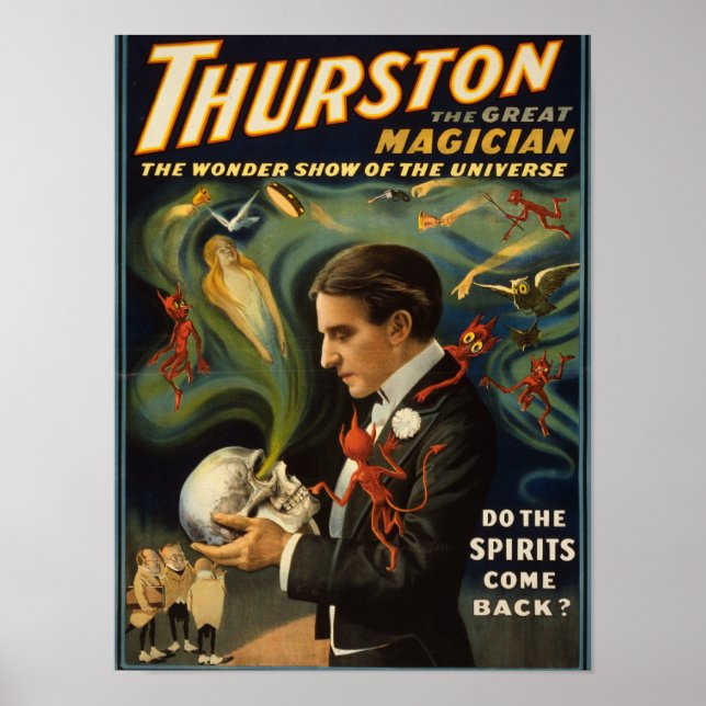Thurston the Underbar Magician Holding Skull Magic Poster (Framsidan)