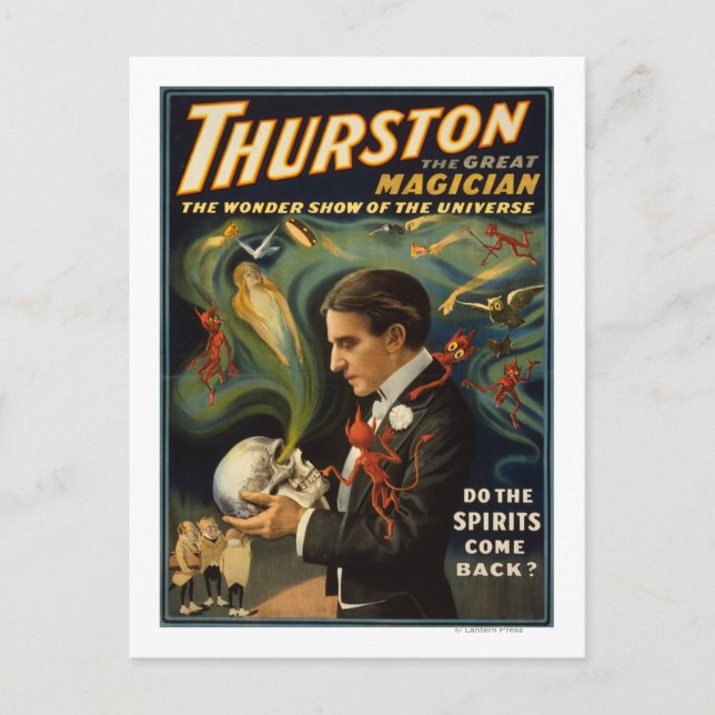 Thurston the Underbar Magician Holding Skull Magic Vykort (Framsida)