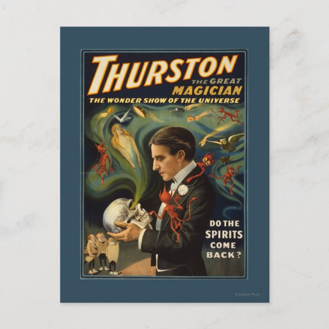 Thurston the Underbar Magician Holding Skull Magic Vykort (Framsida)