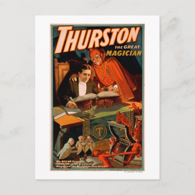 Thurston the Underbar Magician w/ Djävulen Magic Vykort (Framsida)