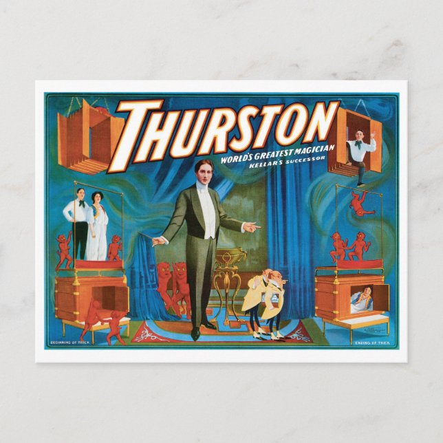 Thurston Världsmästare Magician ~ Vintage Act Vykort (Framsida)