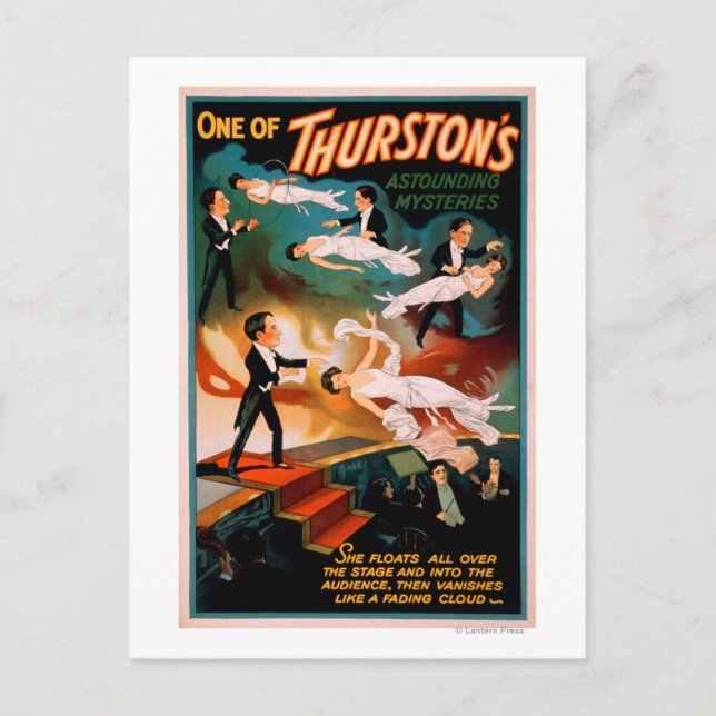 Thurston's Astounding Mysteries Magic Poster Vykort (Framsida)