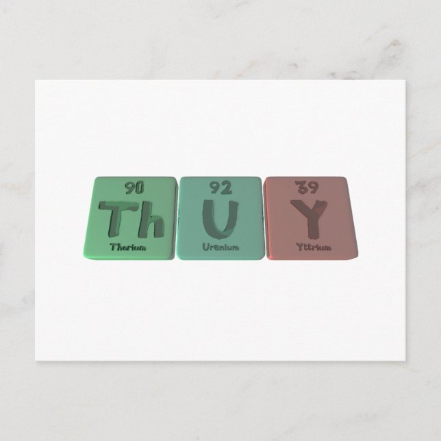 Thuy som Torium Uran Yttrium Vykort (Framsida)