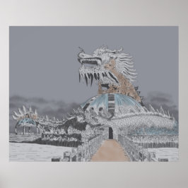 Thuy Tien Lake Övergiven Vattenpark Illustration Poster