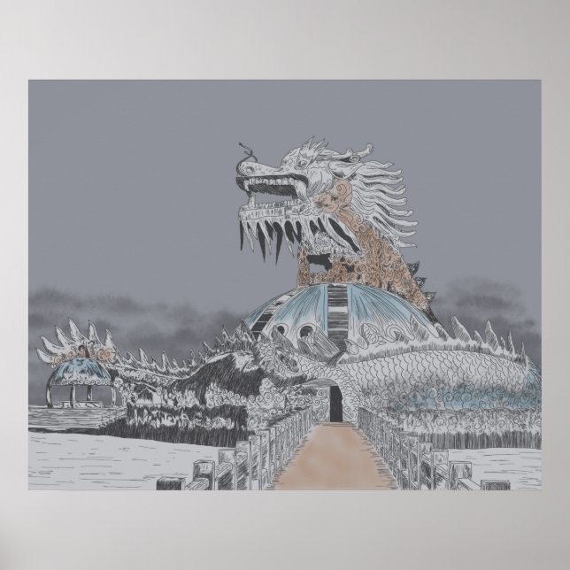 Thuy Tien Lake Övergiven Vattenpark Illustration Poster (Framsidan)