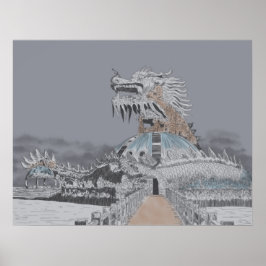 Thuy Tien Lake Övergiven Vattenpark Illustration Poster