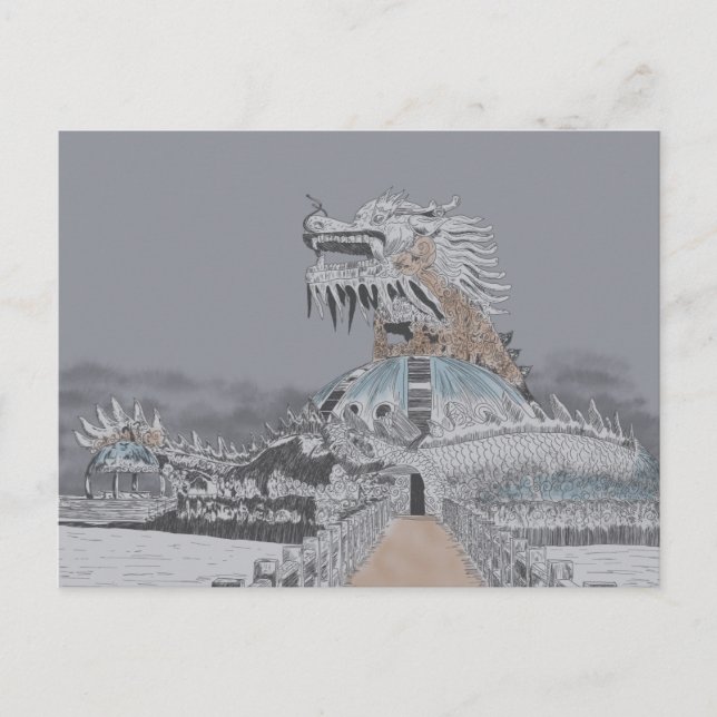 Thuy Tien Lake Övergiven Vattenpark Illustration Vykort (Framsida)