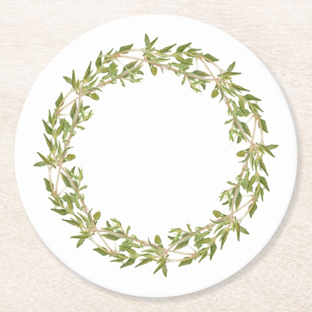 THYME WREATH Round Papper Underlägg Rund (Framsidan)