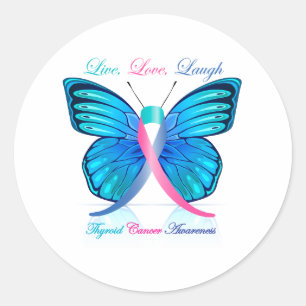 Thyroid Butterfly- Live Kärlek Laugh Runt Klistermärke