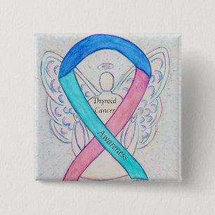 Thyroid Cancer Angel Awareness Ribbon Stift Knapp