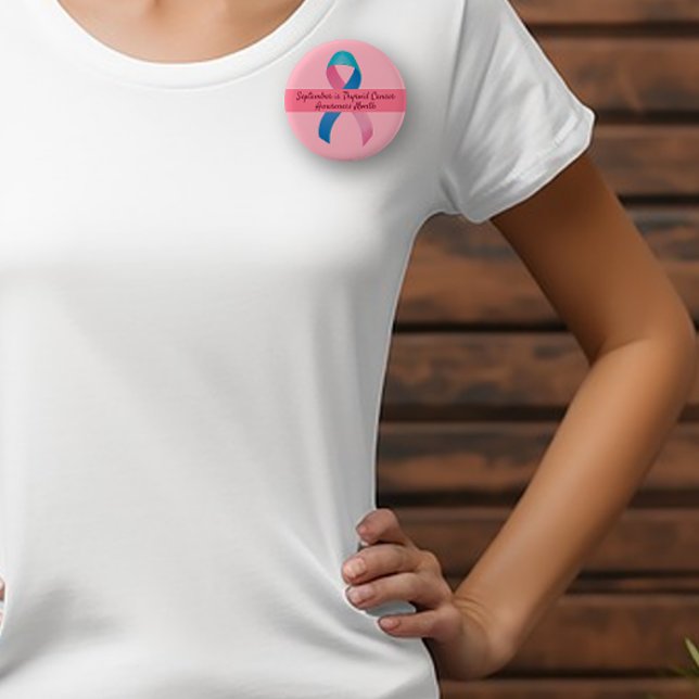 Thyroid Cancer Awareness Blue, Rosa, Teal Button Knapp (Skapare uppladdad)