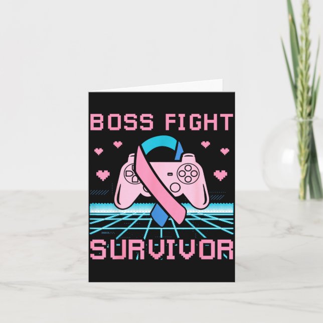 Thyroid Cancer Awareness Boss Fight Survivor Gamer Kort (Framsida)