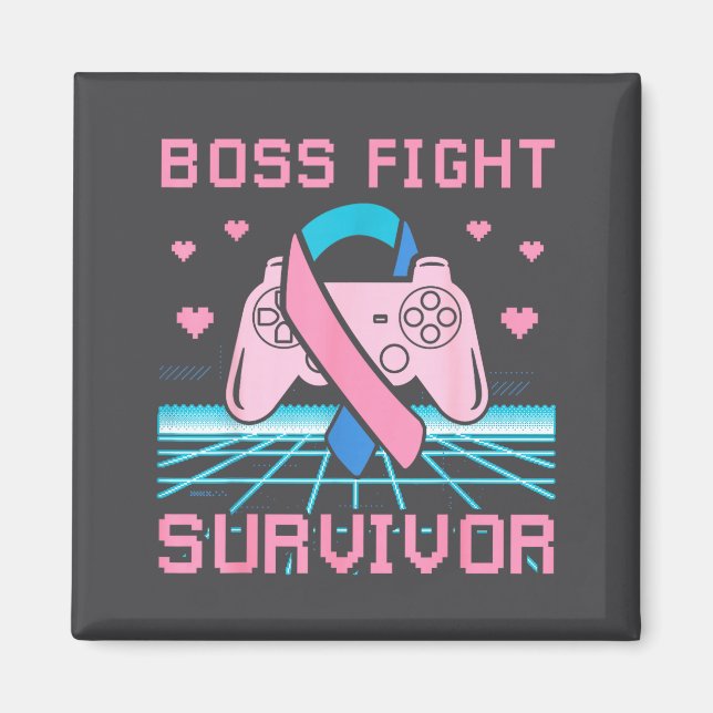 Thyroid Cancer Awareness Boss Fight Survivor Gamer Magnet (Framsidan)