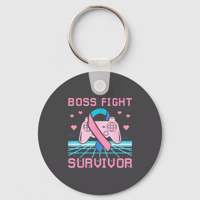 Thyroid Cancer Awareness Boss Fight Survivor Gamer Nyckelring (Framsida)