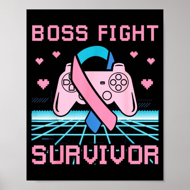 Thyroid Cancer Awareness Boss Fight Survivor Gamer Poster (Framsidan)