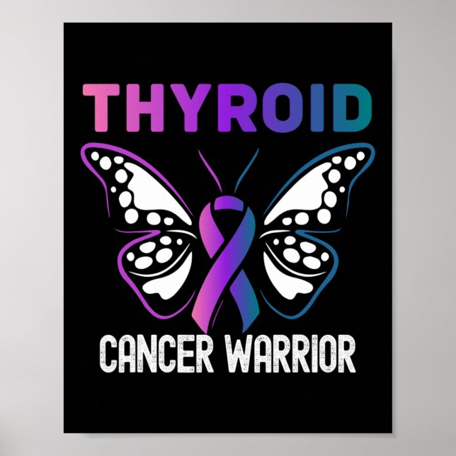 Thyroid Cancer Awareness Butterfly Ribbon Poster (Framsidan)