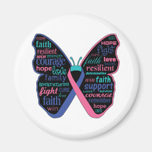 Thyroid Cancer Butterfly Collage of Ord Magnet