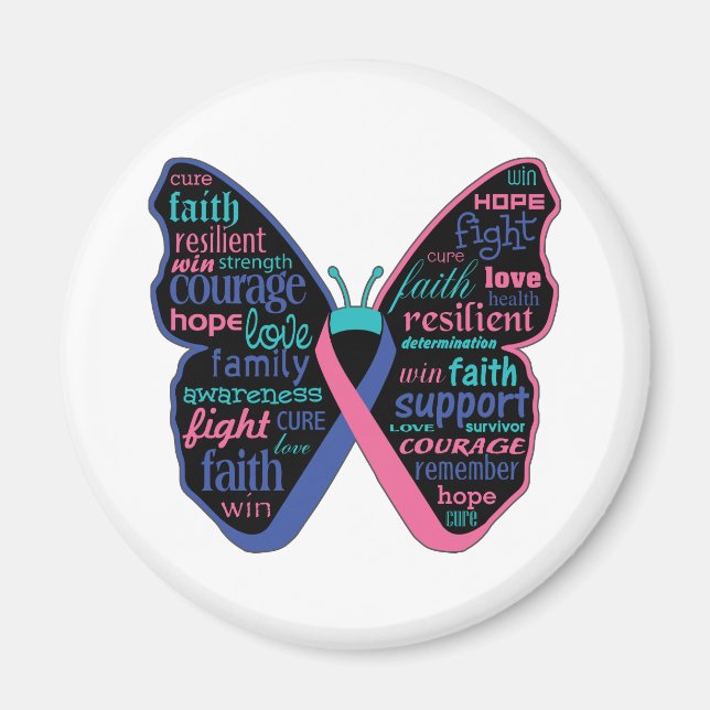 Thyroid Cancer Butterfly Collage of Ord Magnet (Framsidan)