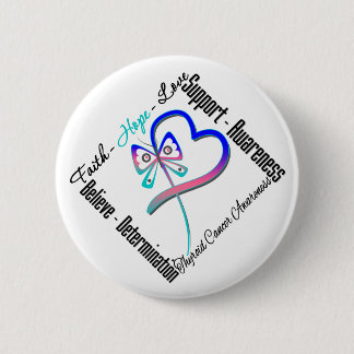 Thyroid Cancer Faith Hope Kärlek Butterfly Knapp
