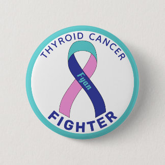 Thyroid Cancer Fighter Ribbon White Button Knapp
