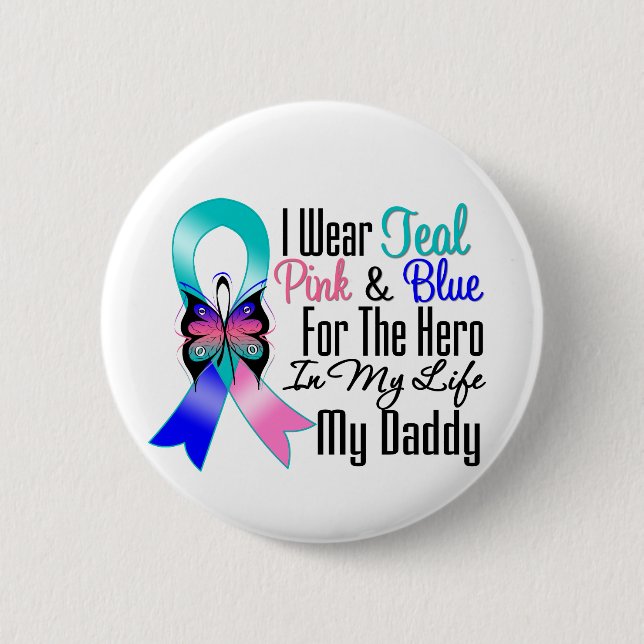 Thyroid Cancer Ribbon Hero Min pappa Knapp (Framsida)