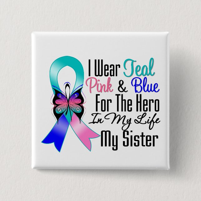 Thyroid Cancer Ribbon Hero Min syster Knapp (Framsida)