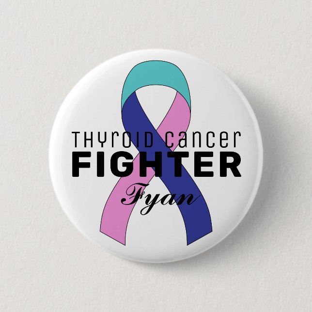 Thyroid Cancer Ribbon Vit knapp (Framsida)