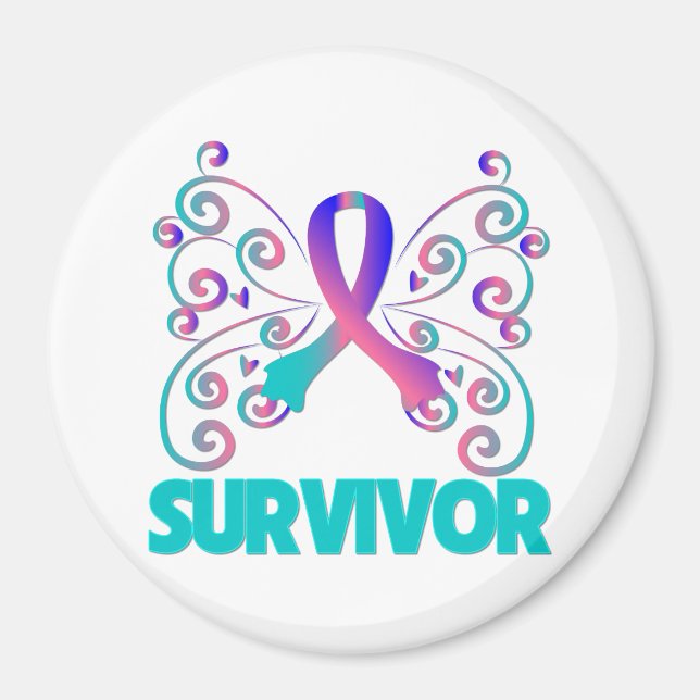 Thyroid Cancer Survivor Butterfly Magnet (Framsidan)