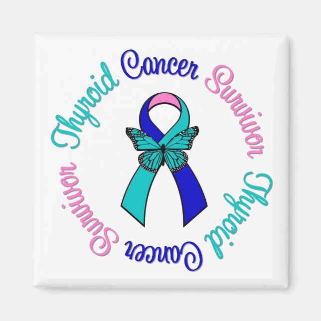 Thyroid Cancer Survivor Butterfly Ribbon Magnet (Framsidan)