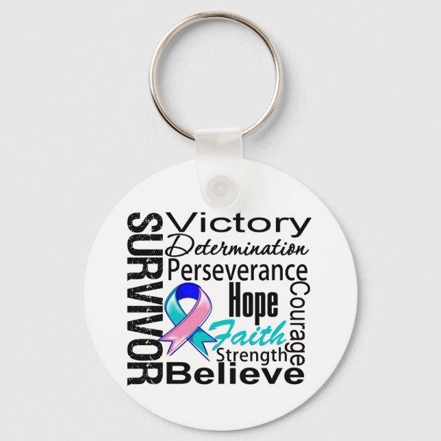 Thyroid Cancer Survivor Collage Nyckelring (Framsida)