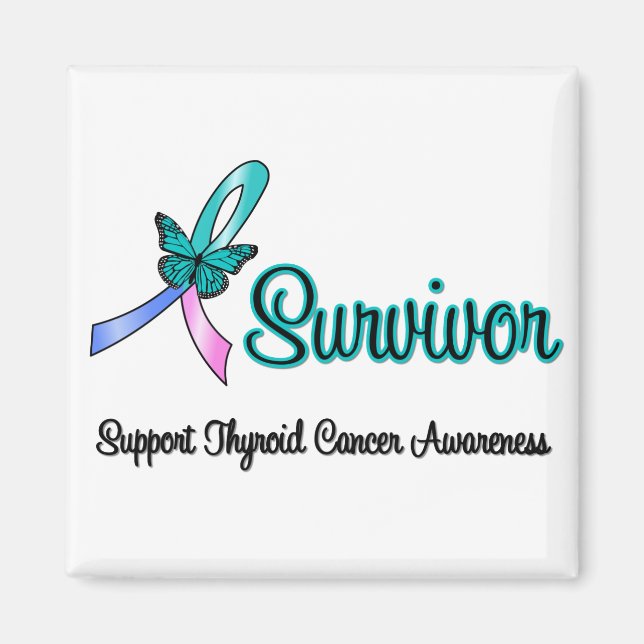Thyroid Cancer Survivor Ribbon Butterfly Magnet (Framsidan)