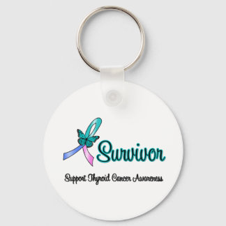 Thyroid Cancer Survivor Ribbon Butterfly Nyckelring