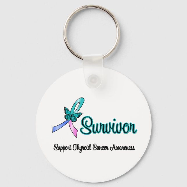 Thyroid Cancer Survivor Ribbon Butterfly Nyckelring (Framsida)