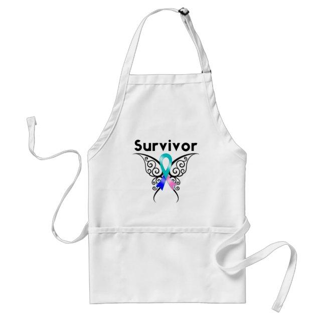 Thyroid Cancer Survivor Tribal Butterfly Förkläde (Framsidan)