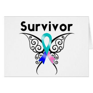 Thyroid Cancer Survivor Tribal Butterfly Hälsningskort