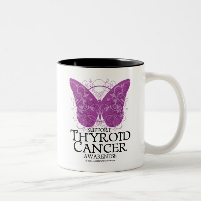 Thyroidcancerfjäril Två-Tonad Mugg (Höger)