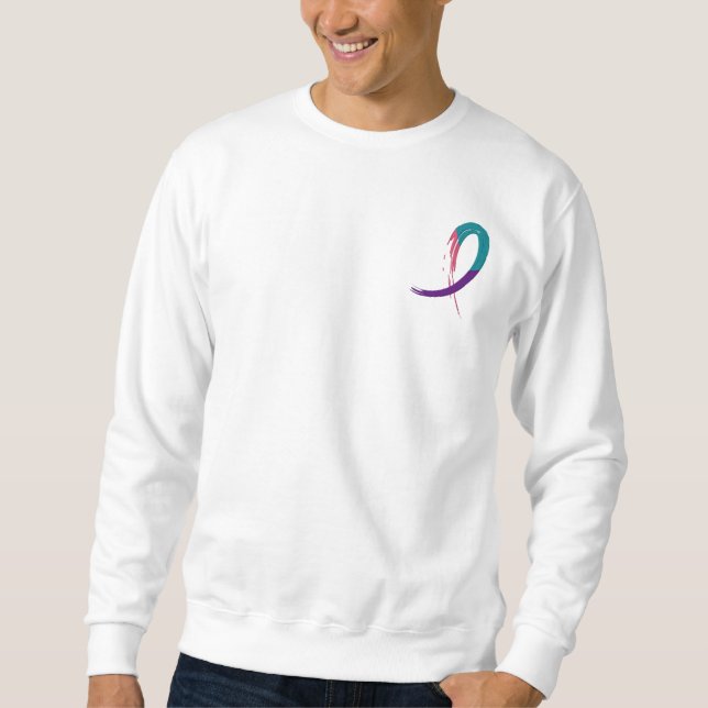 Thyroidcancerkricka, lilor och rosa band A4 Långärmad Tröja (Framsida)