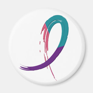 Thyroidcancerkricka, lilor och rosa band A4 Magnet