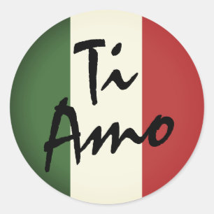 Ti Amo Italiano Flagga Round Label Stickers Runt Klistermärke