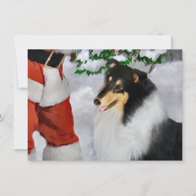 Ti Färg Rough Collie Santa Card (Framsida)