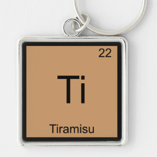 Ti - Tiramisu Funny Chemistry Inslag Symbol Tee Fyrkantig Silverfärgad Nyckelring