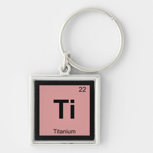 Ti - Titaniums kemi Periodiska systemet Symbol Fyrkantig Silverfärgad Nyckelring (Framsidan)