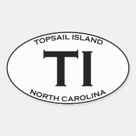 TI - Topsail Island North Carolina Ovalt Klistermärke