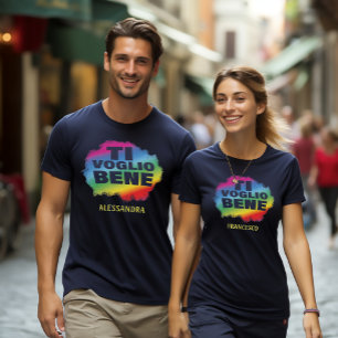 Ti Voglio Bene (I Kärlek You) personlig-paret T Shirt