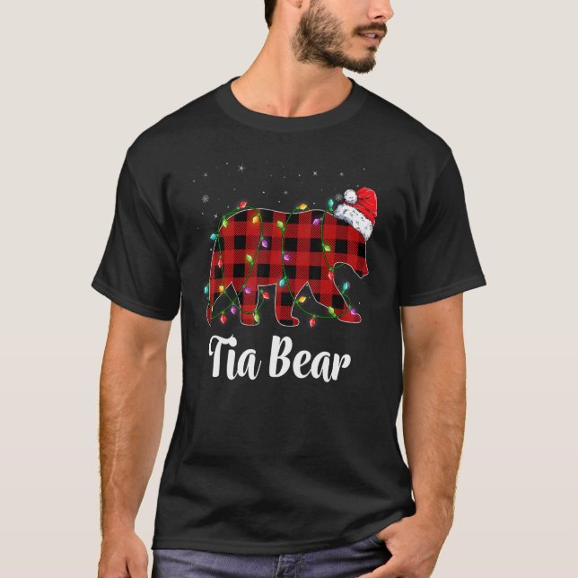 Tia Bear Buffalo Red Plaid Matching Family Christm T Shirt (Framsida)