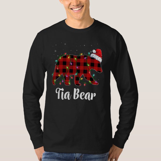 Tia Bear Buffalo Red Plaid Matching Family Christm T Shirt (Framsida)