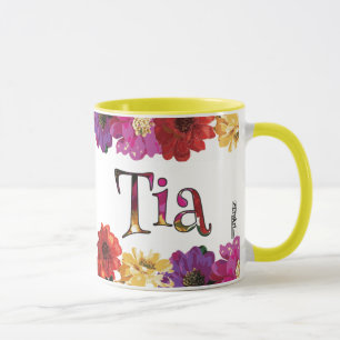 Tia färgrik rolig blom- mugg