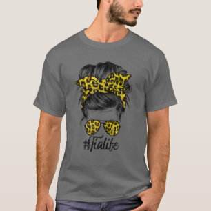 Tia Life Messy Hair Bun Leopard Women Mors dag T Shirt