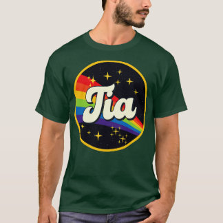Tia Rainbow in Space Vintage Stil T Shirt